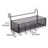 Maxbell Bedside Hanging Storage Basket Rustproof Beside Shelf for Bedroom Home Black with Hooks