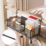 Maxbell Bedside Hanging Storage Basket Rustproof Beside Shelf for Bedroom Home Black with Hooks