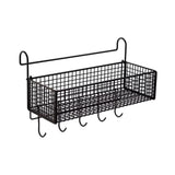 Maxbell Bedside Hanging Storage Basket Rustproof Beside Shelf for Bedroom Home Black with Hooks