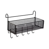 Maxbell Bedside Hanging Storage Basket Rustproof Beside Shelf for Bedroom Home Black with Hooks