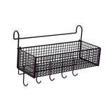 Maxbell Bedside Hanging Storage Basket Rustproof Beside Shelf for Bedroom Home Black with Hooks