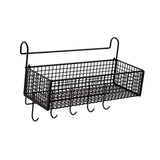 Maxbell Bedside Hanging Storage Basket Rustproof Beside Shelf for Bedroom Home Black with Hooks