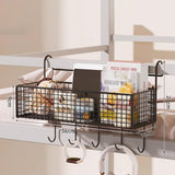 Maxbell Bedside Hanging Storage Basket Rustproof Beside Shelf for Bedroom Home Black with Hooks