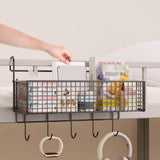 Maxbell Bedside Hanging Storage Basket Rustproof Beside Shelf for Bedroom Home Black with Hooks