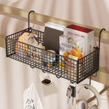Maxbell Bedside Hanging Storage Basket Rustproof Beside Shelf for Bedroom Home Black with Hooks
