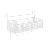 Maxbell Bedside Hanging Storage Basket Rustproof Beside Shelf for Bedroom Home White with Hooks