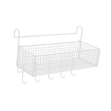 Maxbell Bedside Hanging Storage Basket Rustproof Beside Shelf for Bedroom Home White with Hooks