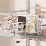 Maxbell Bedside Hanging Storage Basket Rustproof Beside Shelf for Bedroom Home White with Hooks
