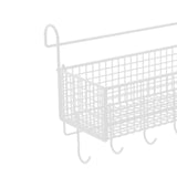 Maxbell Bedside Hanging Storage Basket Rustproof Beside Shelf for Bedroom Home White with Hooks
