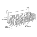 Maxbell Bedside Hanging Storage Basket Rustproof Beside Shelf for Bedroom Home White with Hooks