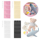 Maxbell Hanging Mesh Bags with 4 Metal Hooks for Baby Plush Toys Kids Storage Pink