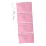 Maxbell Hanging Mesh Bags with 4 Metal Hooks for Baby Plush Toys Kids Storage Pink
