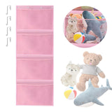 Maxbell Hanging Mesh Bags with 4 Metal Hooks for Baby Plush Toys Kids Storage Pink