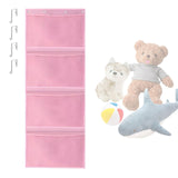 Maxbell Hanging Mesh Bags with 4 Metal Hooks for Baby Plush Toys Kids Storage Pink