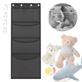 Maxbell Hanging Mesh Bags with 4 Metal Hooks for Baby Plush Toys Kids Storage Grey