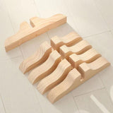 Maxbell Folding Room Divider Stand Privacy Screen Partition Support Base for Bedroom Varnish Wooden
