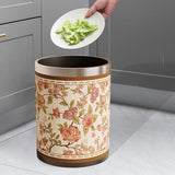 Maxbell Trash Can PU Leather Accessory Garbage Can for Bedroom Bathroom Laundry Room Style A