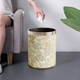 Maxbell Trash Can PU Leather Accessory Garbage Can for Bedroom Bathroom Laundry Room Style B