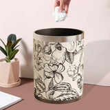 Maxbell Trash Can PU Leather Accessory Garbage Can for Bedroom Bathroom Laundry Room Style C