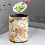 Maxbell Trash Can PU Leather Accessory Garbage Can for Bedroom Bathroom Laundry Room Style D