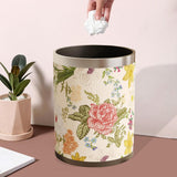 Maxbell Trash Can PU Leather Accessory Garbage Can for Bedroom Bathroom Laundry Room Style D