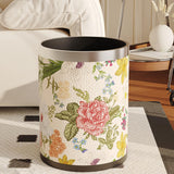Maxbell Trash Can PU Leather Accessory Garbage Can for Bedroom Bathroom Laundry Room Style D