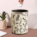 Maxbell Trash Can PU Leather Accessory Garbage Can for Bedroom Bathroom Laundry Room Style E