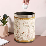 Maxbell Trash Can PU Leather Accessory Garbage Can for Bedroom Bathroom Laundry Room Style F