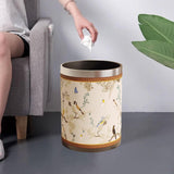 Maxbell Trash Can PU Leather Accessory Garbage Can for Bedroom Bathroom Laundry Room Style G