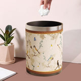 Maxbell Trash Can PU Leather Accessory Garbage Can for Bedroom Bathroom Laundry Room Style G
