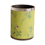 Maxbell Trash Can PU Leather Accessory Garbage Can for Bedroom Bathroom Laundry Room Style H