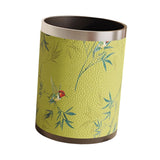 Maxbell Trash Can PU Leather Accessory Garbage Can for Bedroom Bathroom Laundry Room Style H
