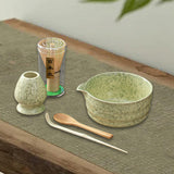 Maxbell 5 Pieces Matcha Set Japanese Tea Making for Friends Tea Lovers Holiday Gifts Yellow Green