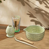Maxbell 5 Pieces Matcha Set Japanese Tea Making for Friends Tea Lovers Holiday Gifts Yellow Green