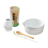 Maxbell 5 Pieces Matcha Set Japanese Tea Making for Friends Tea Lovers Holiday Gifts White