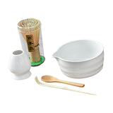 Maxbell 5 Pieces Matcha Set Japanese Tea Making for Friends Tea Lovers Holiday Gifts White