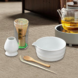 Maxbell 5 Pieces Matcha Set Japanese Tea Making for Friends Tea Lovers Holiday Gifts White