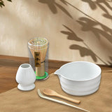 Maxbell 5 Pieces Matcha Set Japanese Tea Making for Friends Tea Lovers Holiday Gifts White