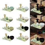 Maxbell 7Pcs Matcha Whisk Set Japanese Utensils Gift Handcrafted Making Tools Sifter Blue
