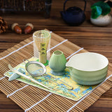 Maxbell 7Pcs Matcha Whisk Set Japanese Utensils Gift Handcrafted Making Tools Sifter Blue Green