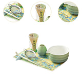 Maxbell 7Pcs Matcha Whisk Set Japanese Utensils Gift Handcrafted Making Tools Sifter Blue Green