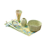 Maxbell 7Pcs Matcha Whisk Set Japanese Utensils Gift Handcrafted Making Tools Sifter Yellow Green