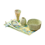 Maxbell 7Pcs Matcha Whisk Set Japanese Utensils Gift Handcrafted Making Tools Sifter Yellow Green
