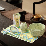 Maxbell 7Pcs Matcha Whisk Set Japanese Utensils Gift Handcrafted Making Tools Sifter Yellow Green
