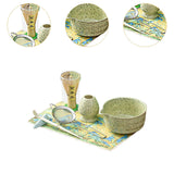 Maxbell 7Pcs Matcha Whisk Set Japanese Utensils Gift Handcrafted Making Tools Sifter Yellow Green
