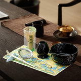 Maxbell 7Pcs Matcha Whisk Set Japanese Utensils Gift Handcrafted Making Tools Sifter Starry Black