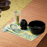 Maxbell 7Pcs Matcha Whisk Set Japanese Utensils Gift Handcrafted Making Tools Sifter Black
