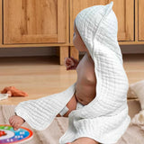 Maxbell Hooded Baby Bath Towel Soft Newborn Essential Towel for Kids Newborn Neutral White
