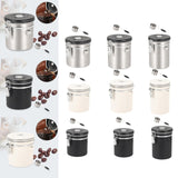 Maxbell Coffee Canister Airtight with Measuring Spoon Coffee Lovers Gifts Sealed Jug silver 1.2L