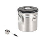 Maxbell Coffee Canister Airtight with Measuring Spoon Coffee Lovers Gifts Sealed Jug silver 1.2L